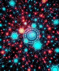 Obraz premium Quantum Entanglement Nodes - Abstract Data Visualization