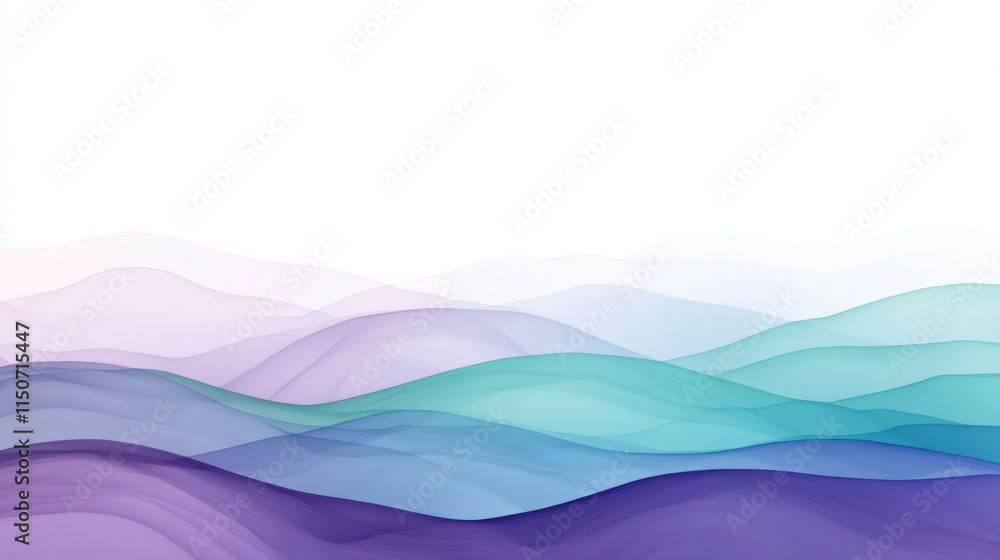 Fototapete Soft Colorful Wave Patterns in Gentle Flowing Abstract Design