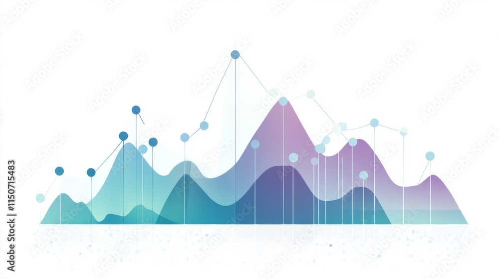 Poster Abstract Data Visualization with Colorful Mountain Peaks Design