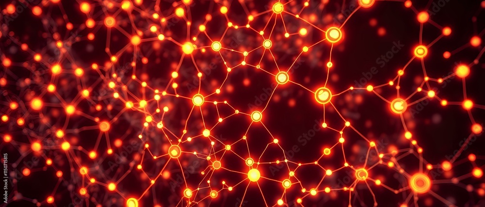 Poster neural network data visualization - art nouveau style bioluminescent nodes