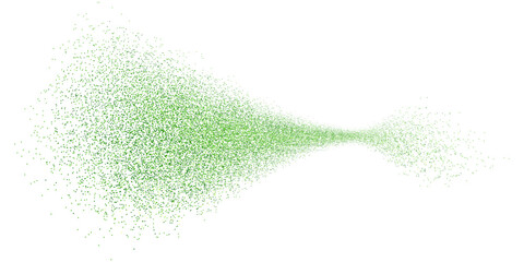 Green glitter splash, shiny stardust explosion, shimmering splash effect, festive particles. Vector illustration.	