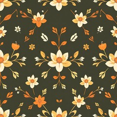 Dark Green Floral Pattern 