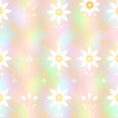 Pastel Dreams: A delicate floral pattern blooms on a soft, iridescent background, offering a gentle and whimsical design for any project.