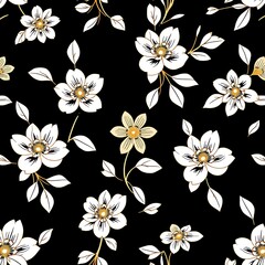 Elegant Black and White Floral Pattern 