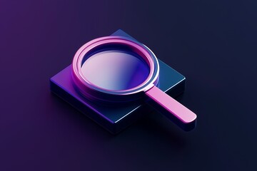 3d search tab. SEO magnifying glass 3d search icon, optical search. UI UX interface research magnifier. SEO analytics
