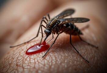 macro shot of an ant drinking water from a dewdrop on a leaf

