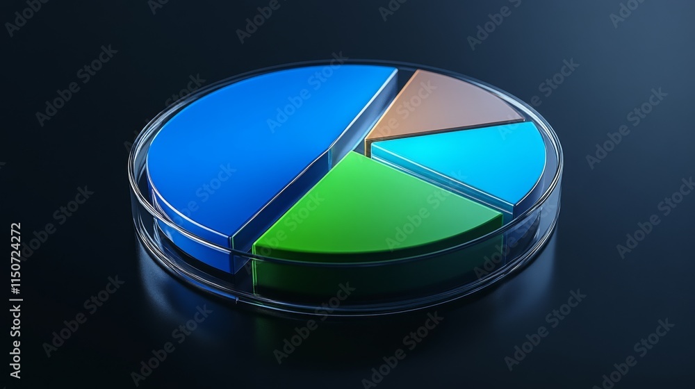 Aufkleber colorful 3d pie chart on dark background for business presentation