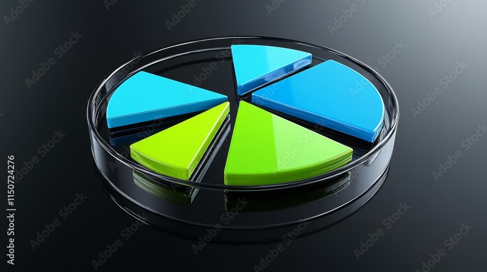 Aufkleber colorful pie chart on reflective surface for data visualization