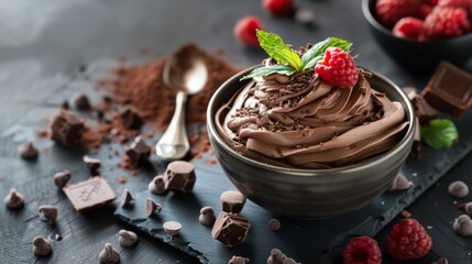 Decadent chocolate mousse with fresh berries