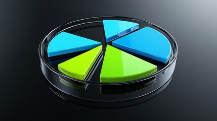 Fototapeta premium Colorful Pie Chart on Reflective Surface for Data Visualization