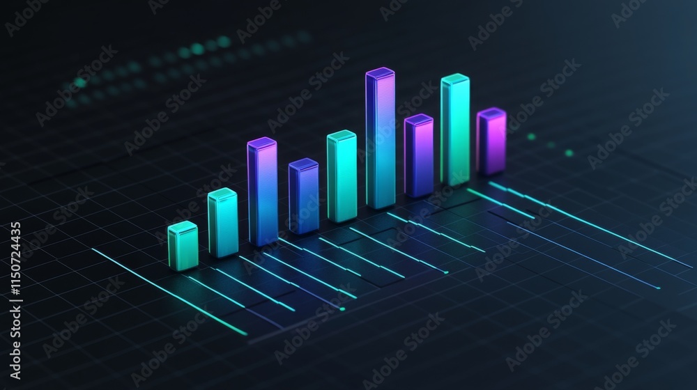 Poster modern data visualization with colorful bar graph elements