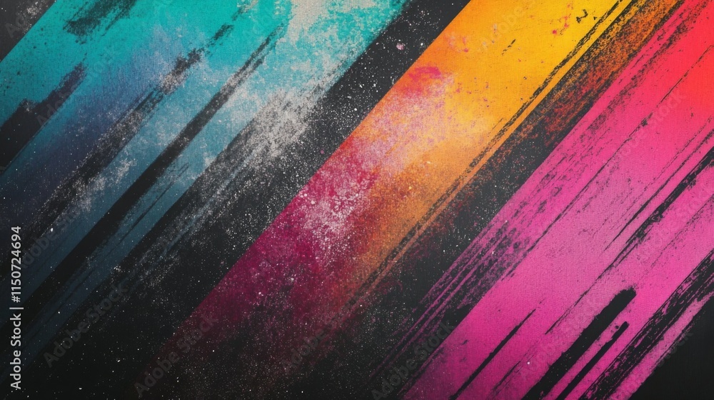 Aufkleber Vibrant Abstract Background with Colorful Stripes and Textures