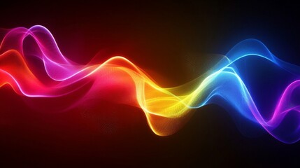 Vibrant Colorful Waves on Dark Background in Abstract Design