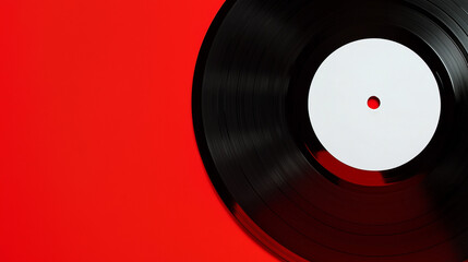 Vinyl record isolated on red background