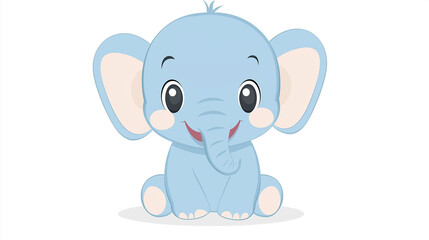 Fototapeta premium Illustration of a blue elephant isolated on a white background