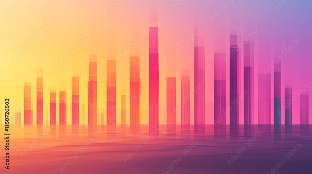 Poster Colorful Abstract Visualization of Sound Waves in Gradient Background
