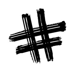 Hashtag hand drawn brush stroke