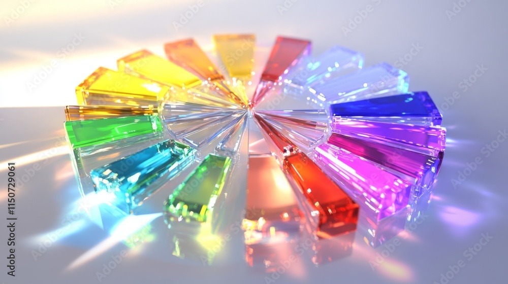 Aufkleber Colorful Prism Spectrum Arranged in Circular Pattern on Background