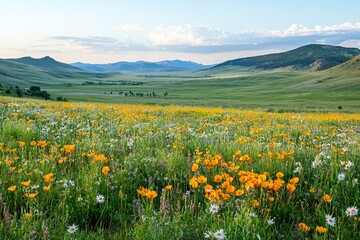 Wildflowers blooming across vast open meadows.
