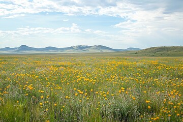 Wildflowers blooming across vast open meadows.