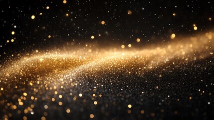 Fototapeta premium Golden Glitter Sparkles on Black Background