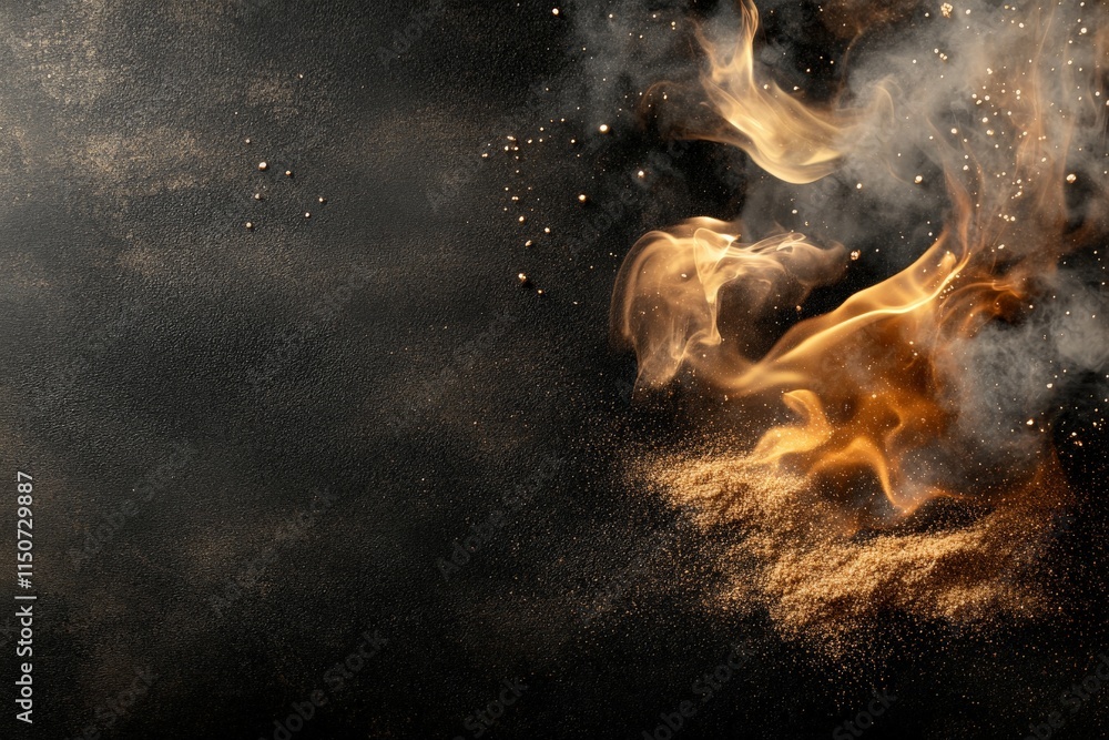 Poster flames and smoke swirling dramatically against a dark background create an intense and captivating v