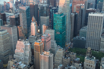 Obraz premium aerial view of skyscrapers in Manhattan downtown in New York city