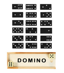 Domino set game closeup isolated