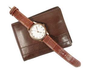 Leather wallet with the watch