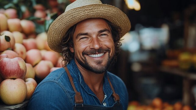 Bright yellow apples gathered in hands among fresh orchard fruits during harvest season