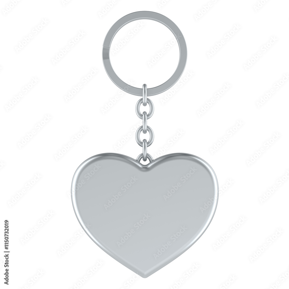 Poster key chain with heart. 3d rendering isolated on transparent background