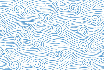 Fototapeta premium Seamless abstractwhite and blue sea background. Hand made vector blue weaves