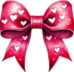 Pink coquette bow isolated on white background, valentine bow vector design, isolated coquette with hearts vector Illustrator Artwork	