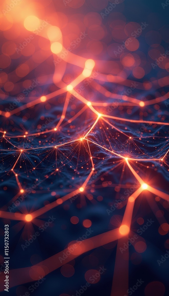 Poster abstract glowing lines forming an intricate web of interconnected patterns