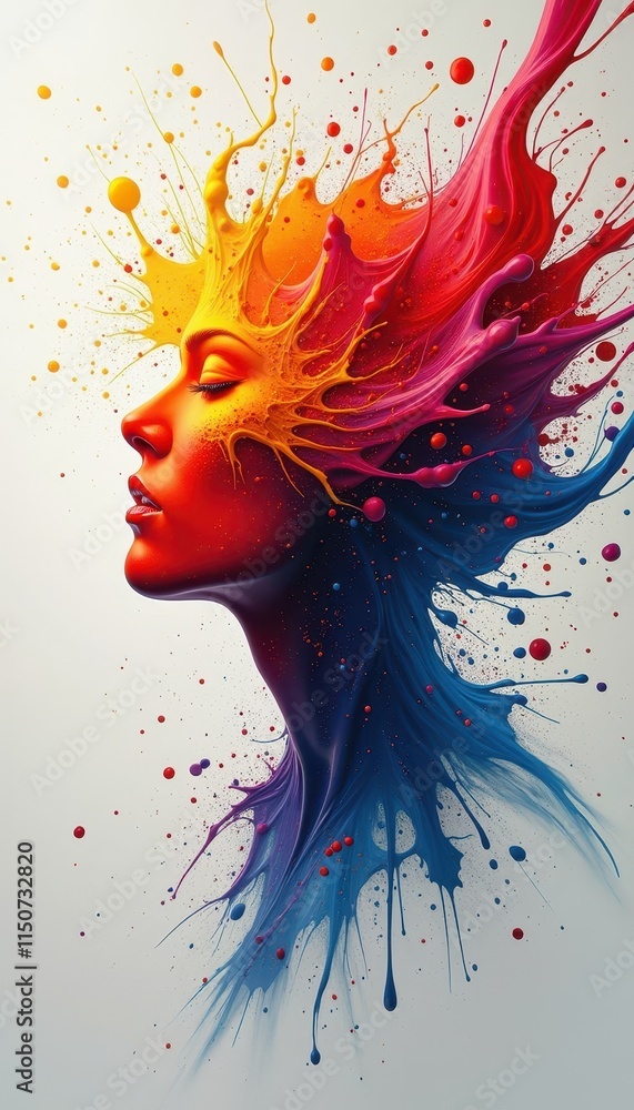 Poster dynamic explosion of vibrant paint splashes creating an artistic abstract effect