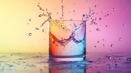 Abstract glass with a watercolor splash effect in vibrant colors,