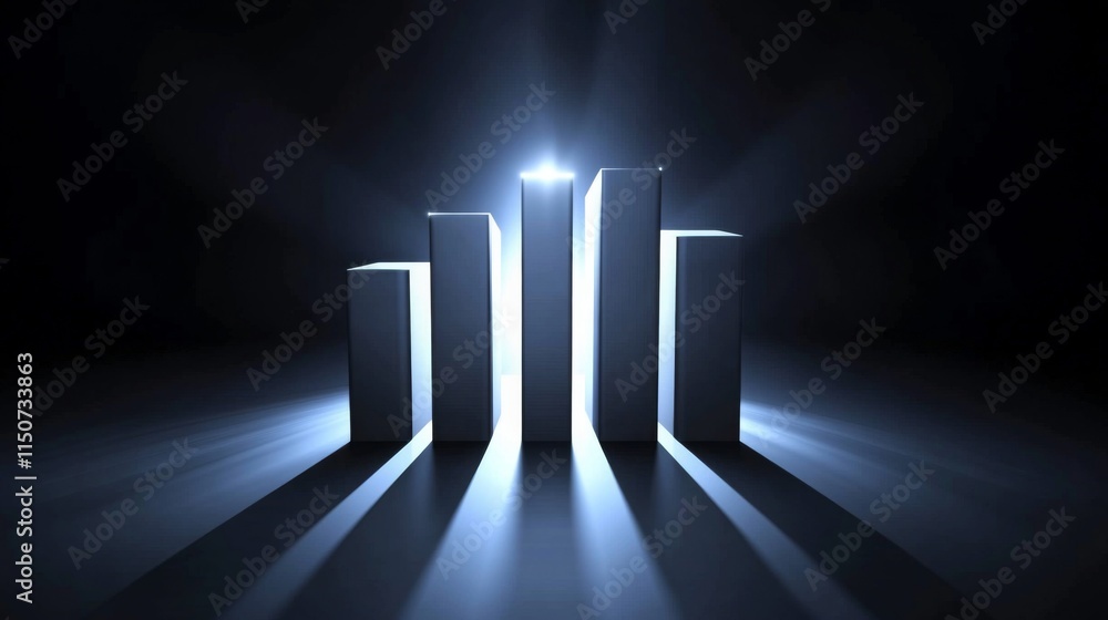 Poster abstract financial data visualization with light and shadows