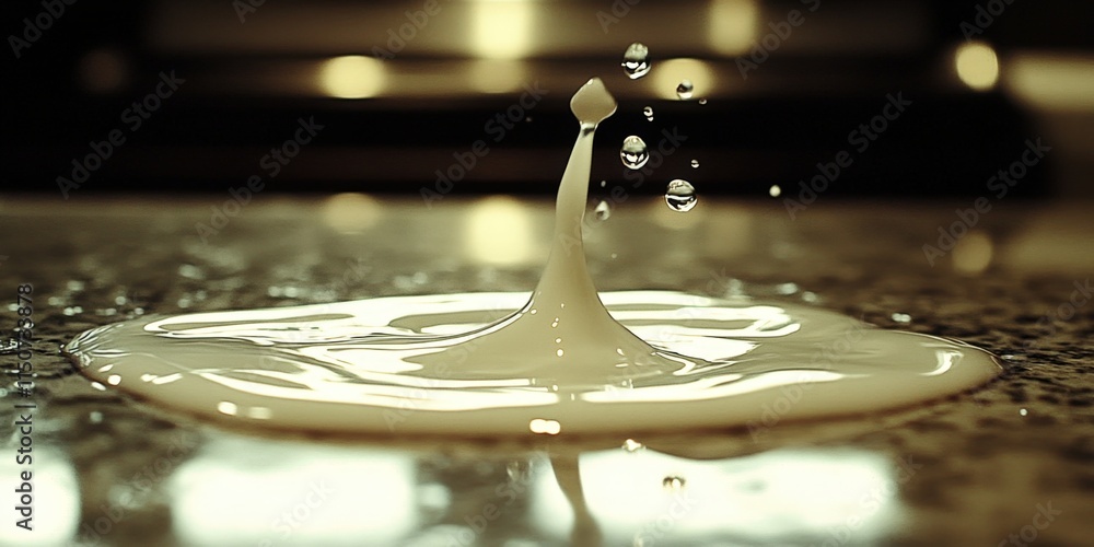 Aufkleber milk drop splashing on a surface, creating a crown shape with droplets in the air.