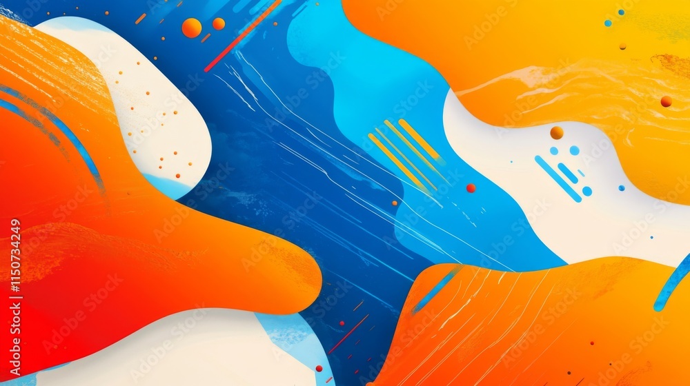 Poster vibrant abstract background with dynamic shapes and bright colors