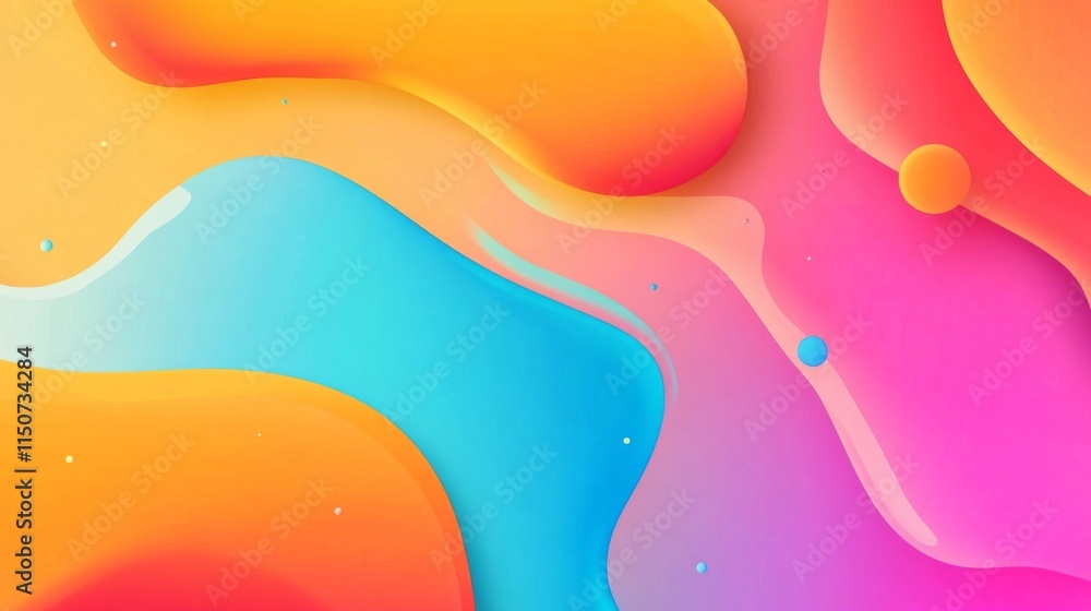 Poster vibrant abstract background with fluid shapes in bright colors