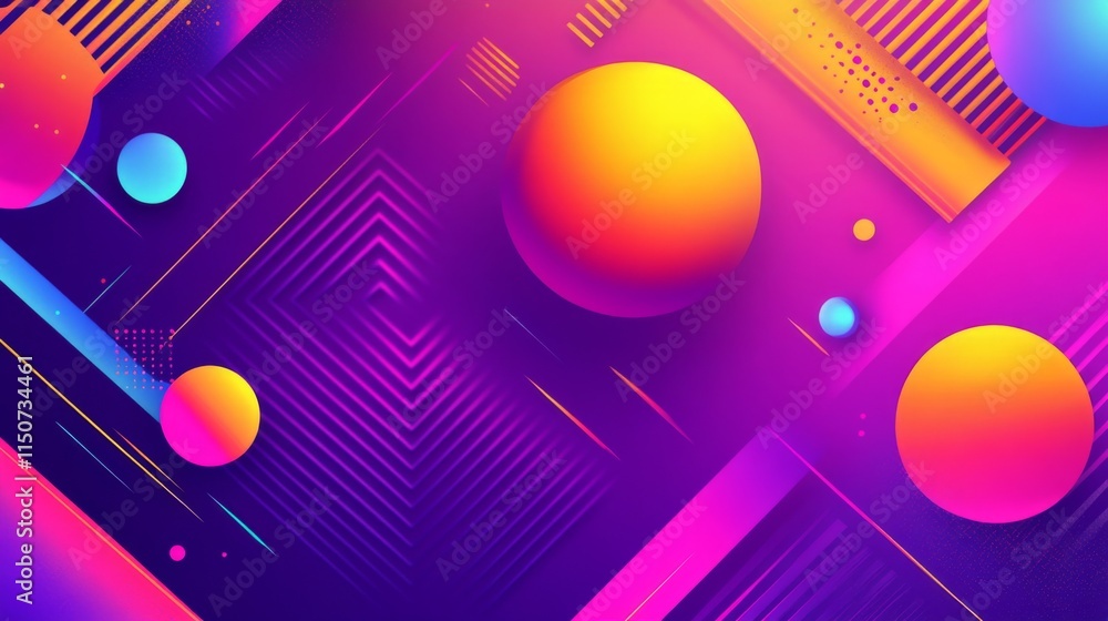 Poster Vibrant Abstract Background with Geometric Shapes and Colors