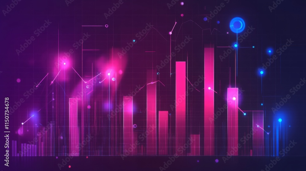 Aufkleber colorful data visualization with neon glow and abstract circles