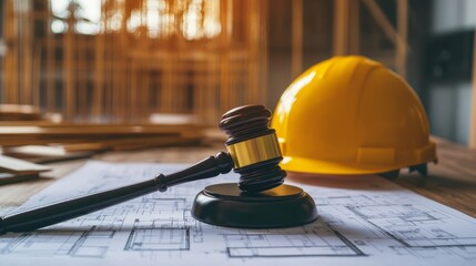 construction helmet on a wooden background