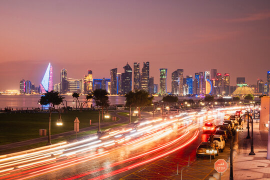 City view of the old port area of ​​Doha, Qatar