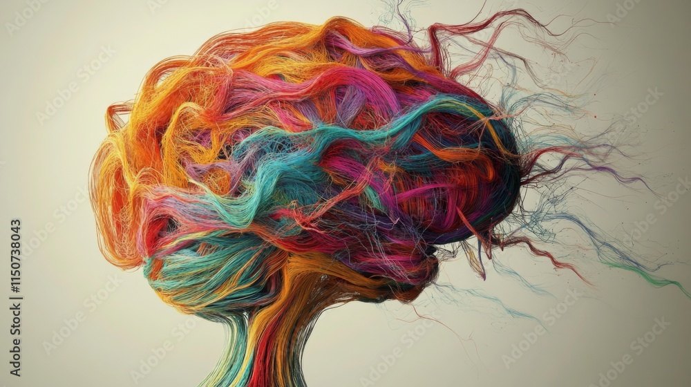Poster vibrant abstract representation of colorful hair transforming forms
