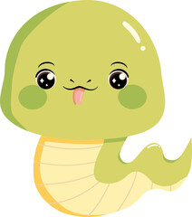 Cute kawaii cartoon snake isolated vector chinese lunar new year element