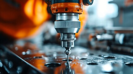Precision metal cutting in a modern workshop with sparks flying during fabrication process
