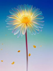 A single Abstract dasiy flower background and wallpaper, pastel and shinny, 300dpi