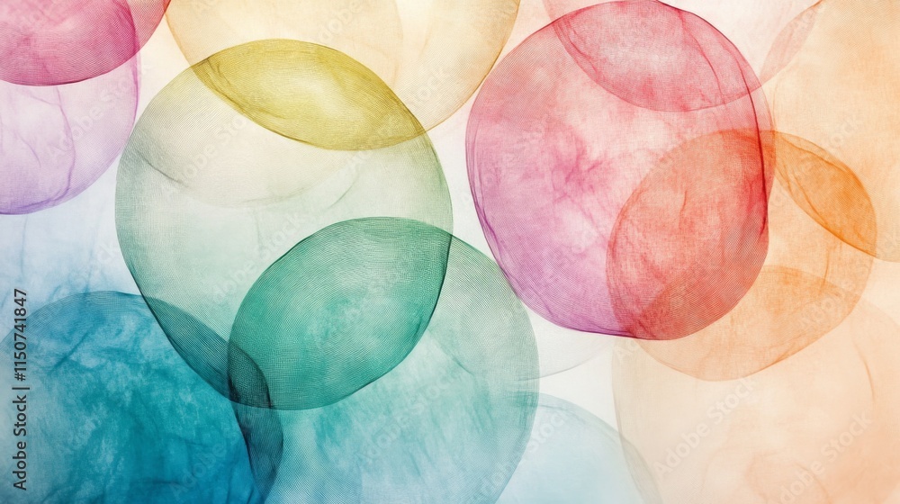 Aufkleber colorful abstract composition with bubbles and transparent shapes
