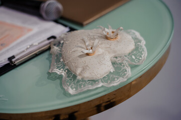 Elegant Wedding Ceremony Accessories on a Round Table